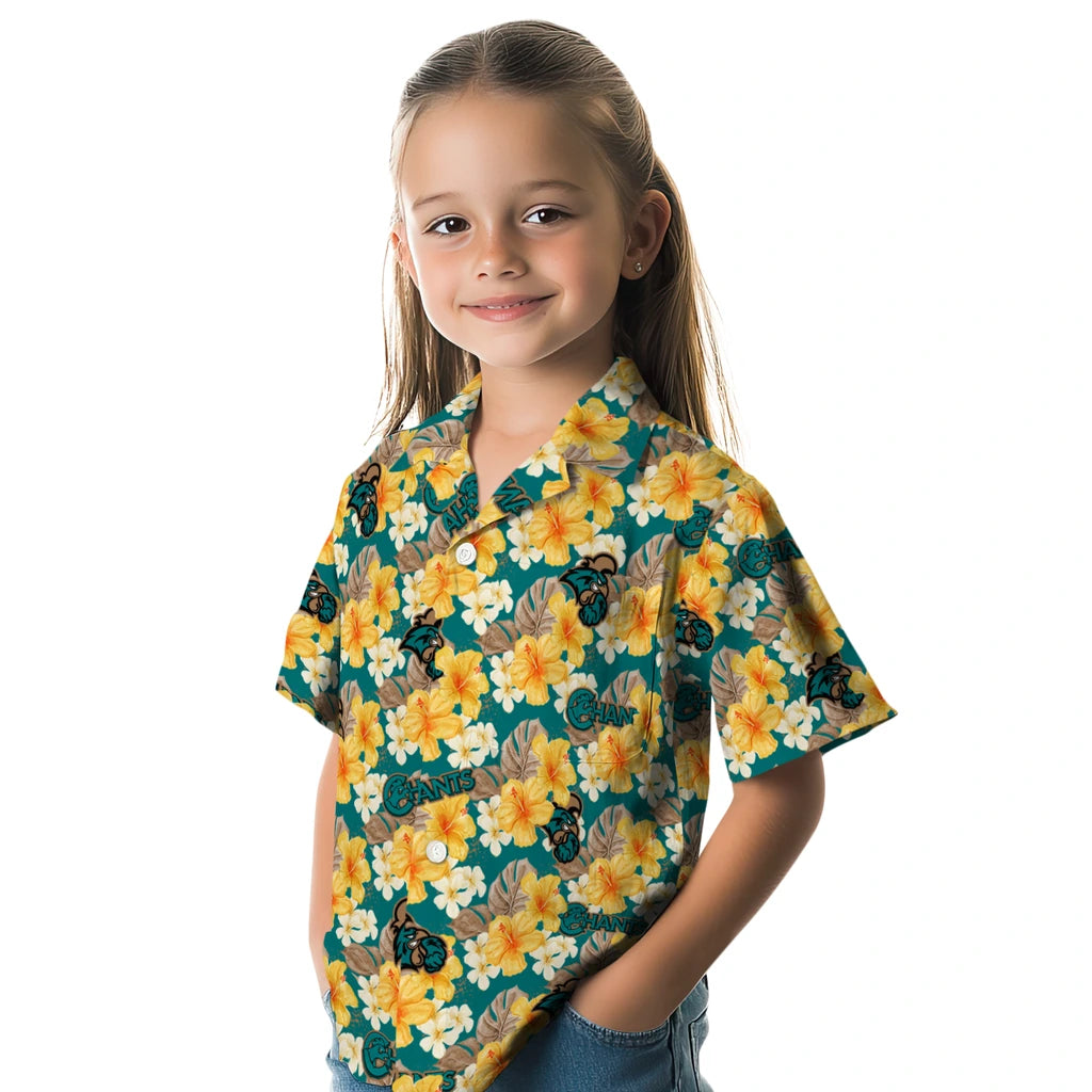 Coastal Carolina Chanticleers Hawaiian Shirt - Hibiscus Tropics | Moonbestprint