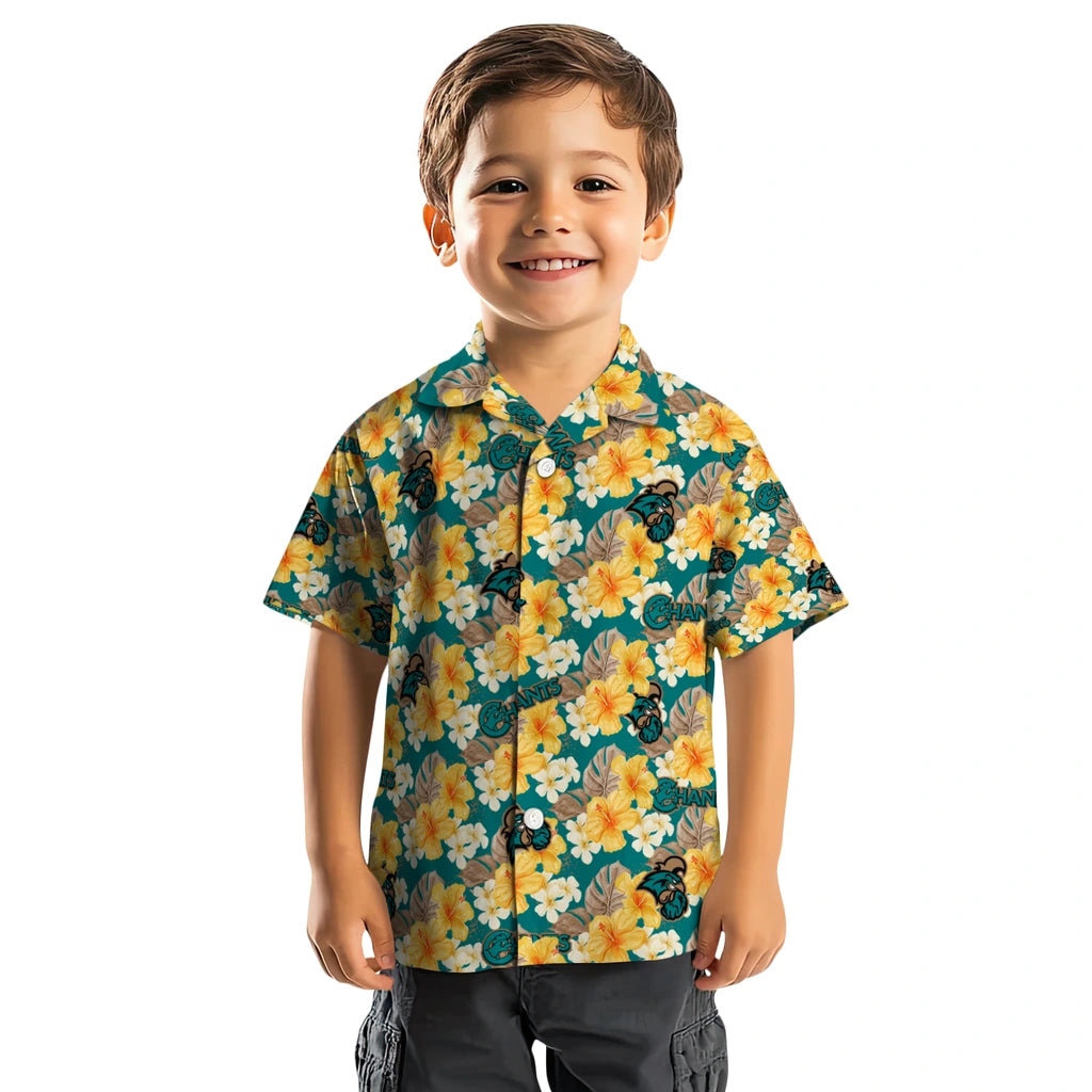 Coastal Carolina Chanticleers Hawaiian Shirt - Hibiscus Tropics | Moonbestprint