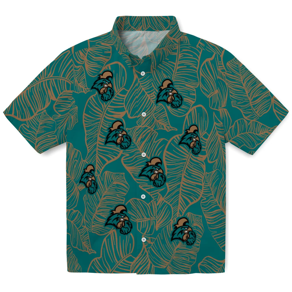 Coastal Carolina Chanticleers Hawaiian Shirt - Leaf Outline | Moonbestprint