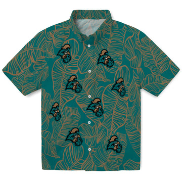Coastal Carolina Chanticleers Hawaiian Shirt - Leaf Outline | Moonbestprint