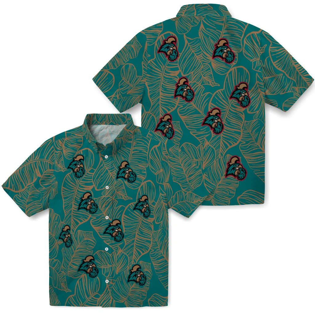 Coastal Carolina Chanticleers Hawaiian Shirt - Leaf Outline | Moonbestprint