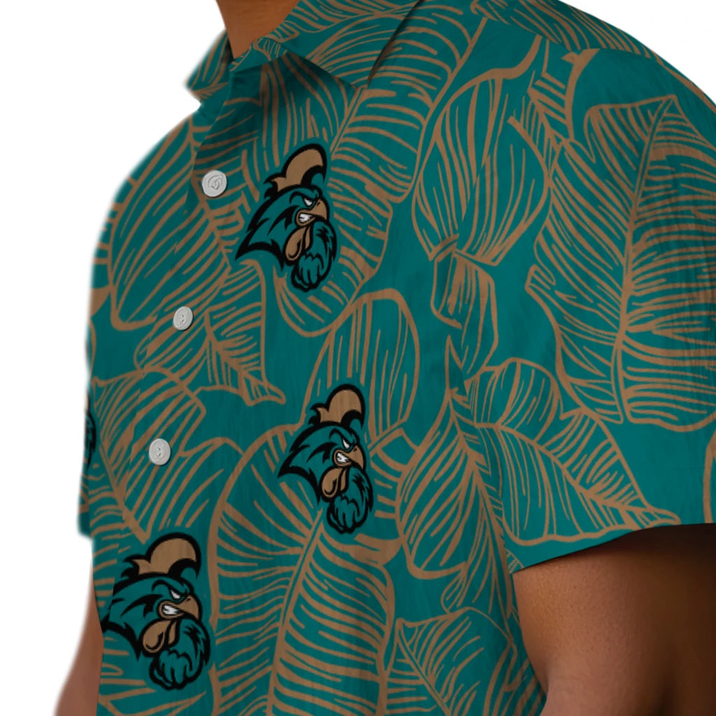 Coastal Carolina Chanticleers Hawaiian Shirt - Leaf Outline | Moonbestprint