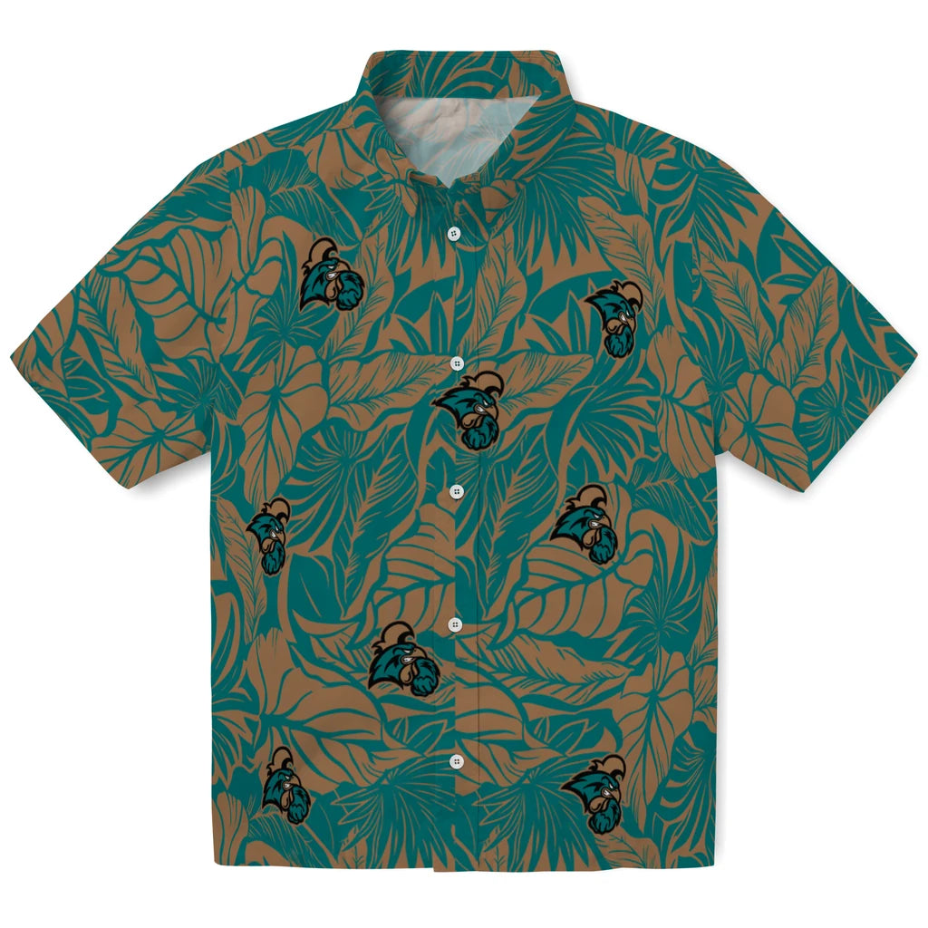 Coastal Carolina Chanticleers Hawaiian Shirt - Monstera Layer | Moonbestprint