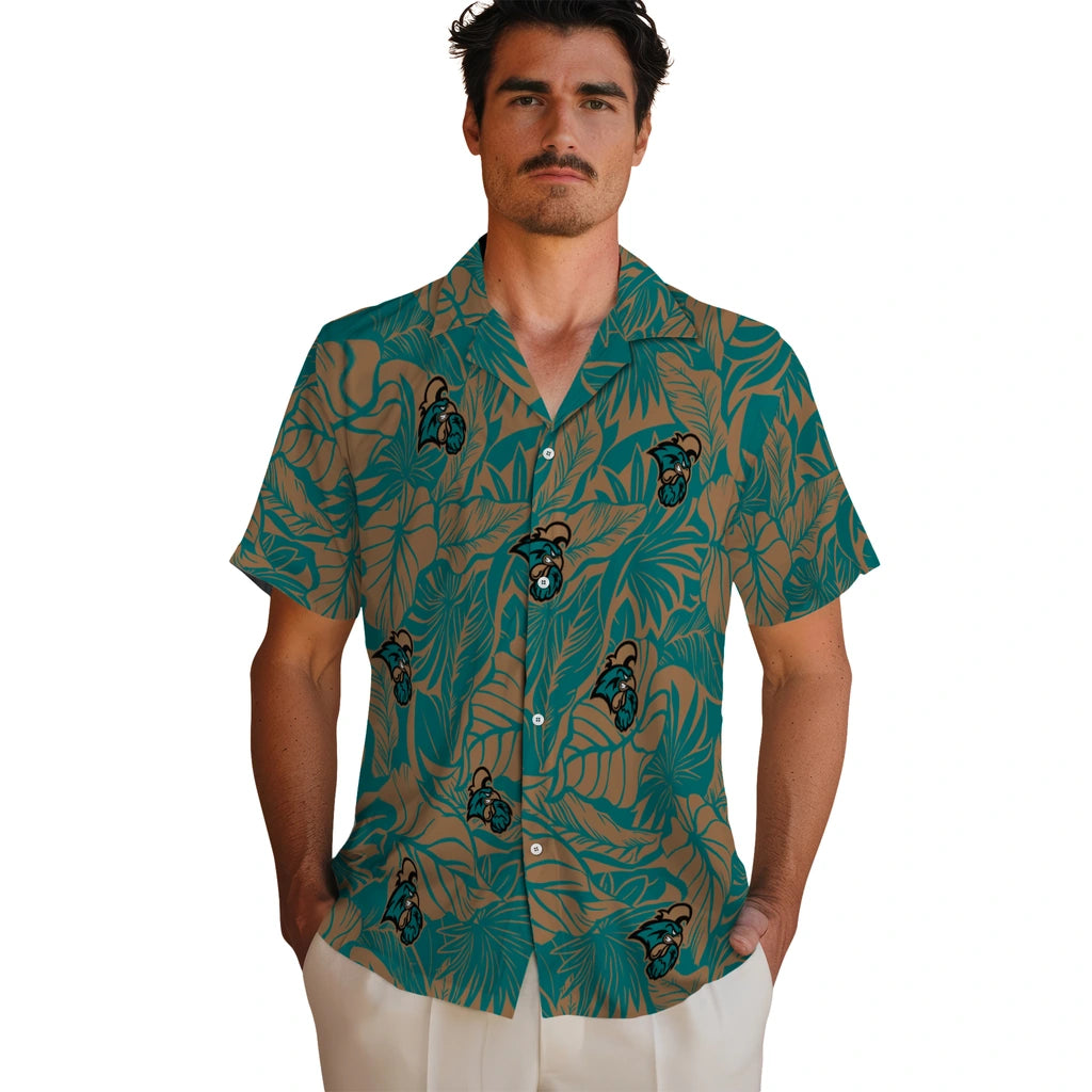 Coastal Carolina Chanticleers Hawaiian Shirt - Monstera Layer | Moonbestprint