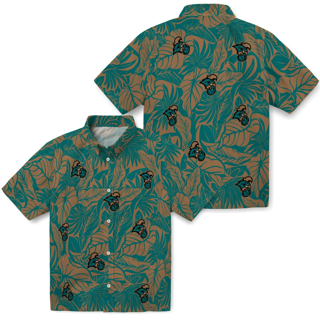 Coastal Carolina Chanticleers Hawaiian Shirt - Monstera Layer | Moonbestprint