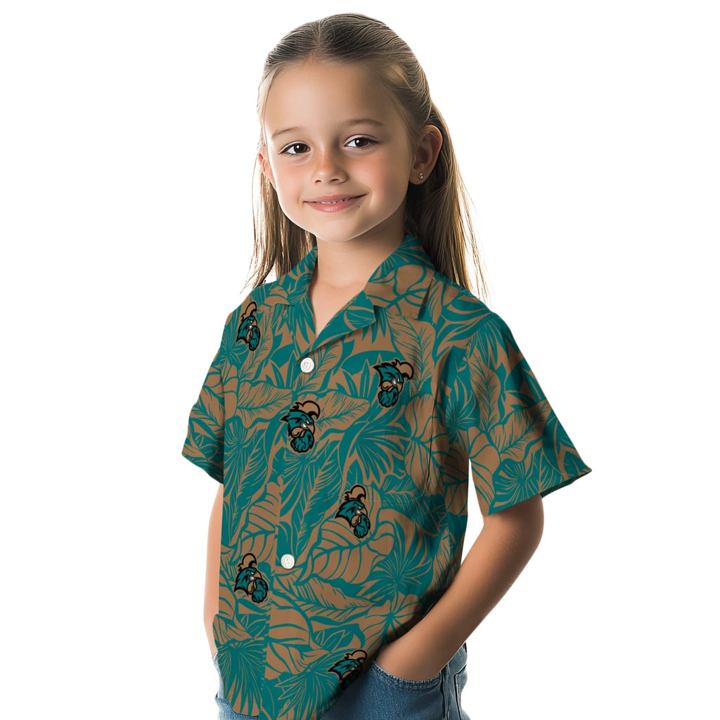 Coastal Carolina Chanticleers Hawaiian Shirt - Monstera Layer | Moonbestprint