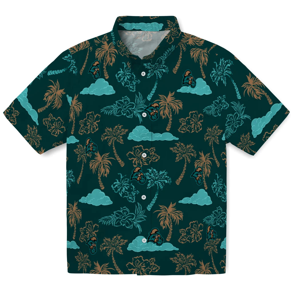 Coastal Carolina Chanticleers Hawaiian Shirt - Palm And Clouds | Moonbestprint