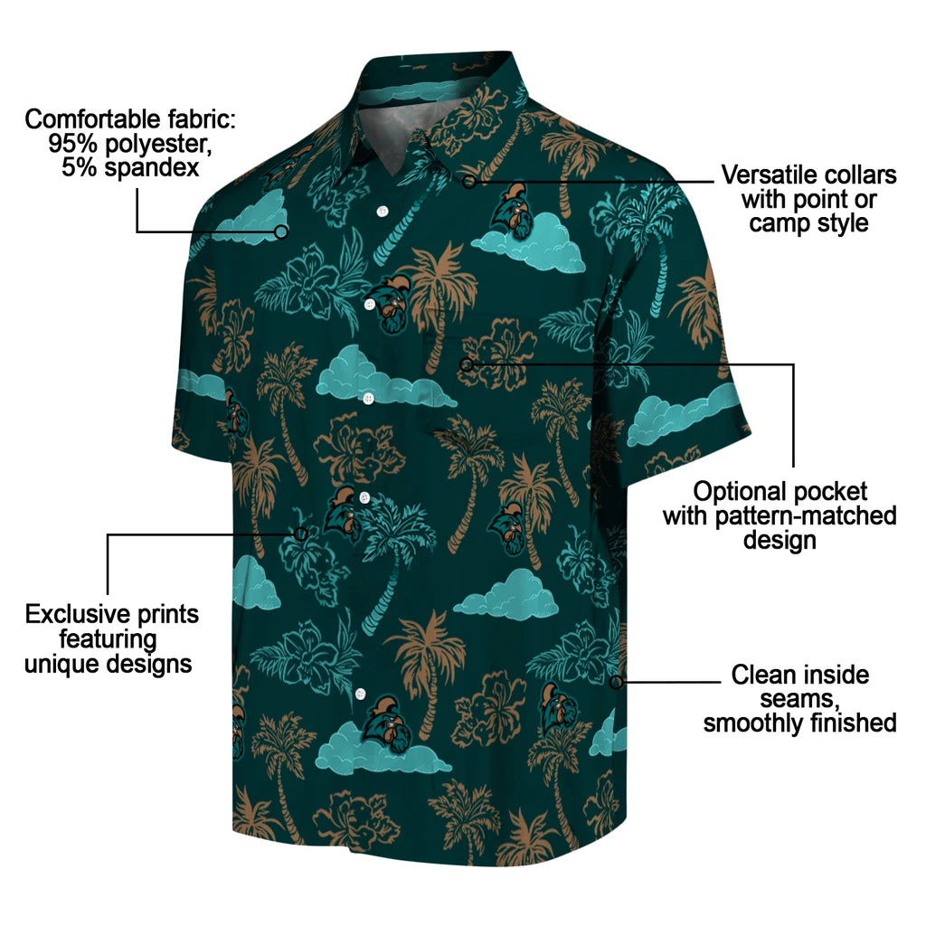 Coastal Carolina Chanticleers Hawaiian Shirt - Palm And Clouds | Moonbestprint