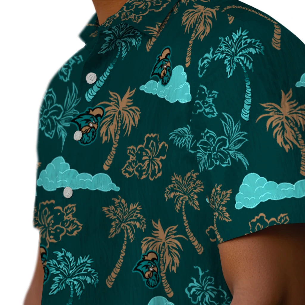 Coastal Carolina Chanticleers Hawaiian Shirt - Palm And Clouds | Moonbestprint