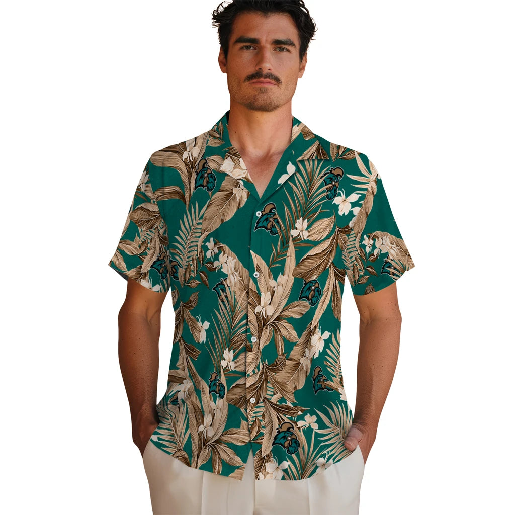 Coastal Carolina Chanticleers Hawaiian Shirt - Palm Leaves | Moonbestprint