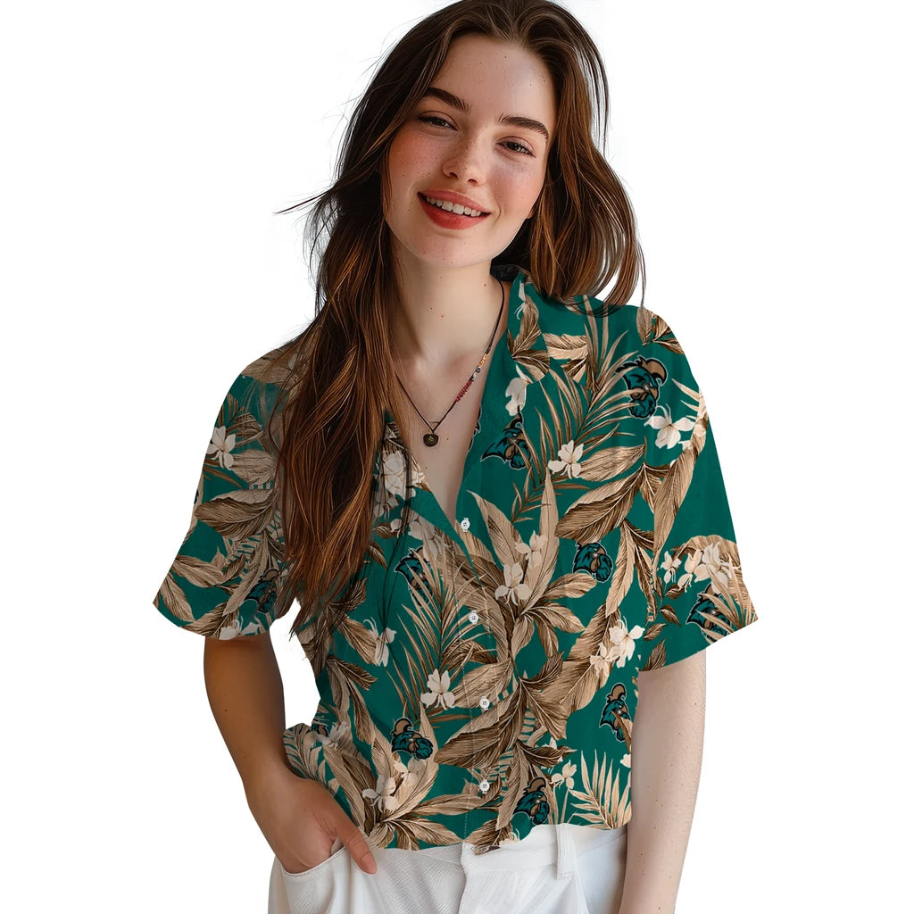 Coastal Carolina Chanticleers Hawaiian Shirt - Palm Leaves | Moonbestprint