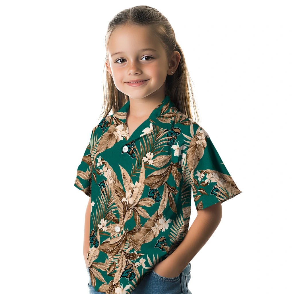 Coastal Carolina Chanticleers Hawaiian Shirt - Palm Leaves | Moonbestprint