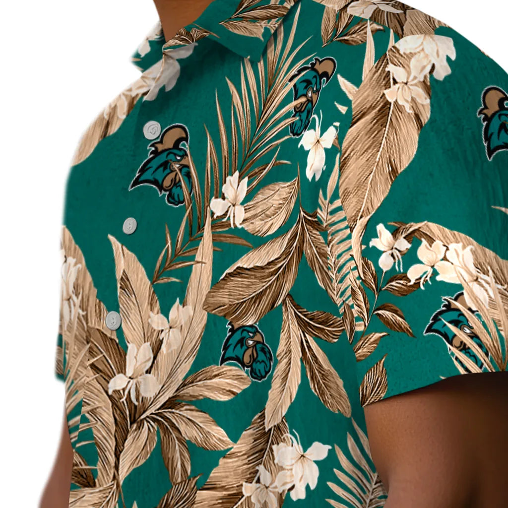 Coastal Carolina Chanticleers Hawaiian Shirt - Palm Leaves | Moonbestprint