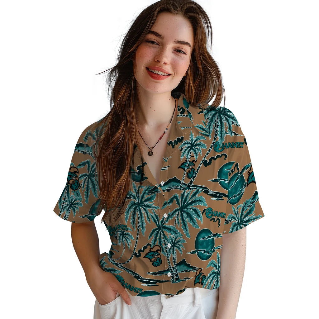 Coastal Carolina Chanticleers Hawaiian Shirt - Palm Sunset | Moonbestprint