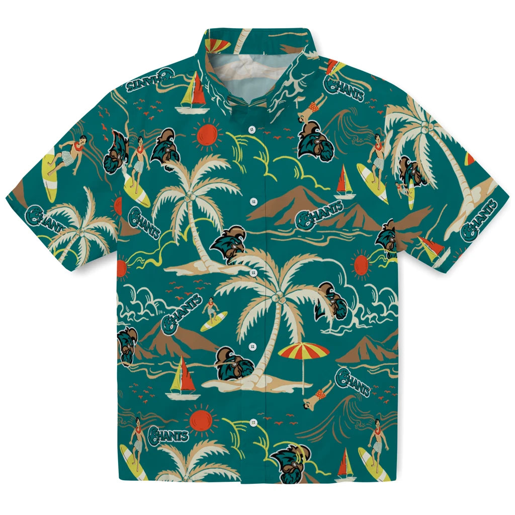Coastal Carolina Chanticleers Hawaiian Shirt - Palm Tree Island | Moonbestprint