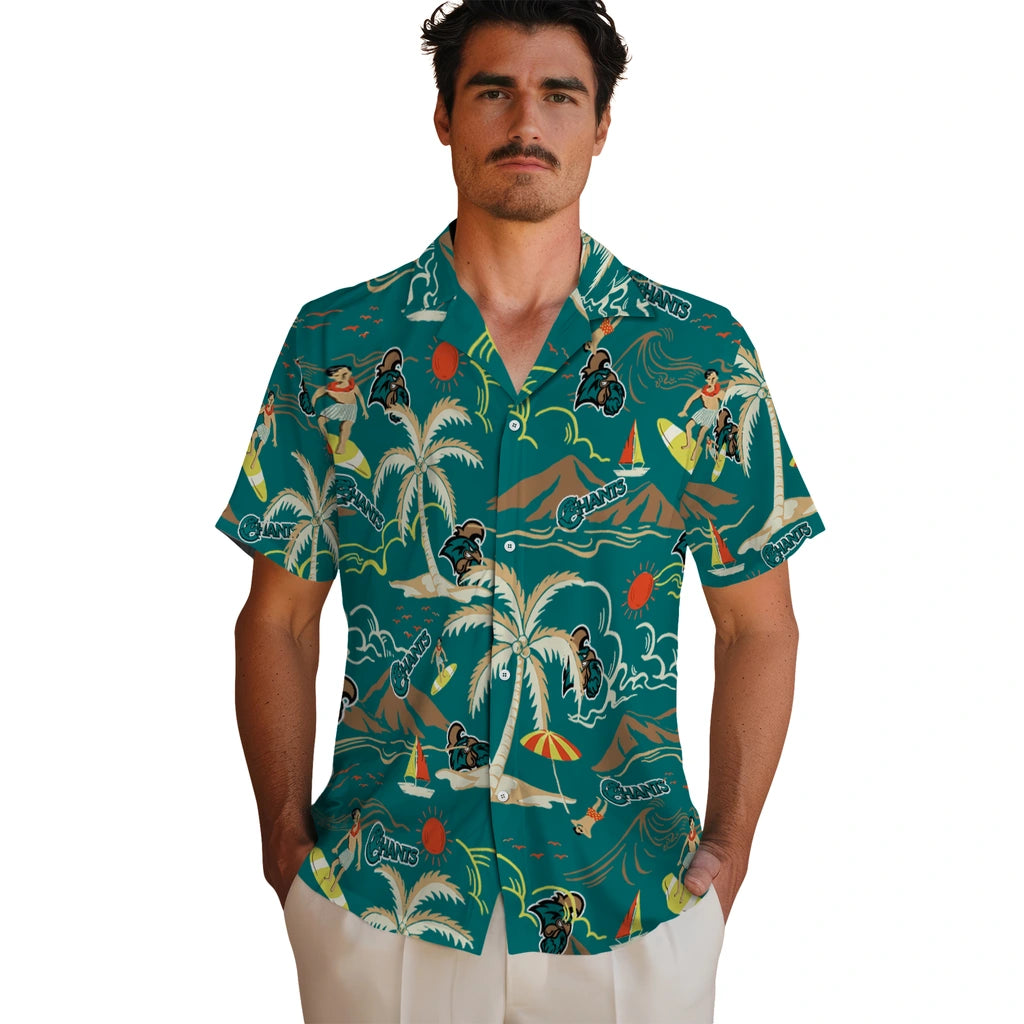 Coastal Carolina Chanticleers Hawaiian Shirt - Palm Tree Island | Moonbestprint