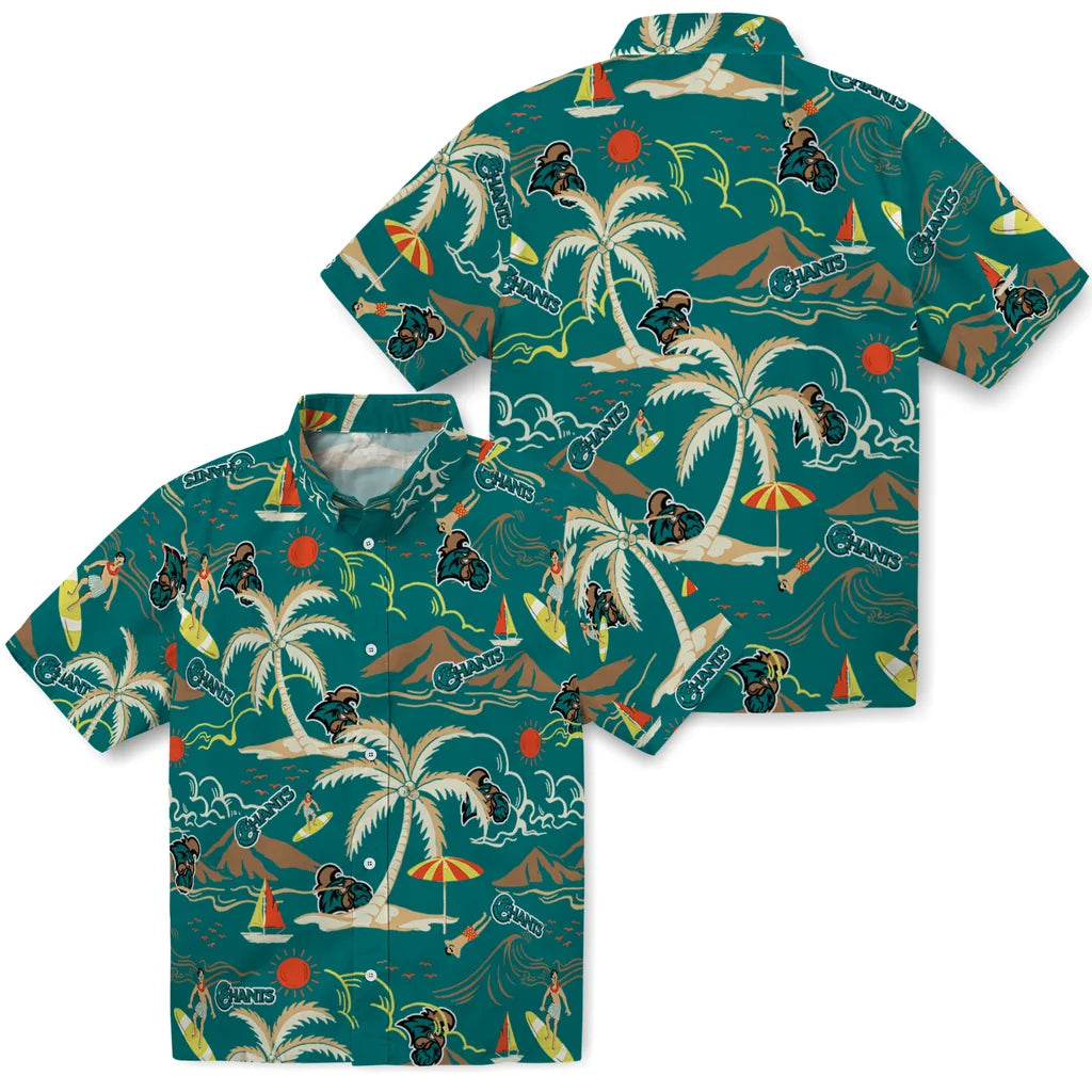 Coastal Carolina Chanticleers Hawaiian Shirt - Palm Tree Island | Moonbestprint