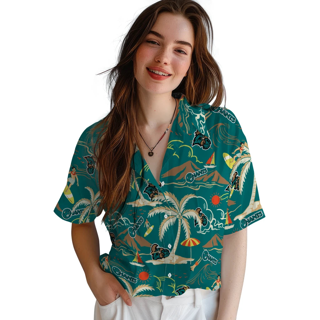 Coastal Carolina Chanticleers Hawaiian Shirt - Palm Tree Island | Moonbestprint