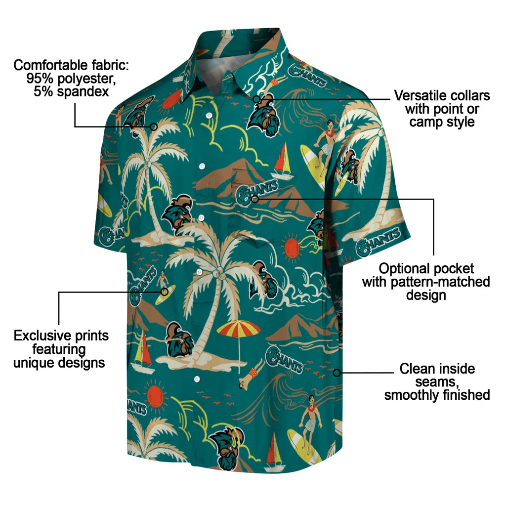 Coastal Carolina Chanticleers Hawaiian Shirt - Palm Tree Island | Moonbestprint