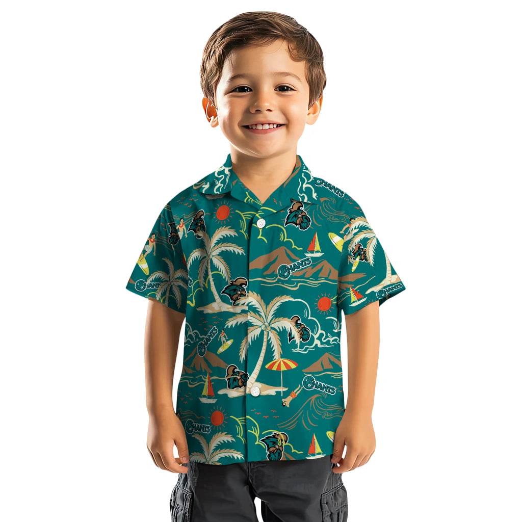 Coastal Carolina Chanticleers Hawaiian Shirt - Palm Tree Island | Moonbestprint
