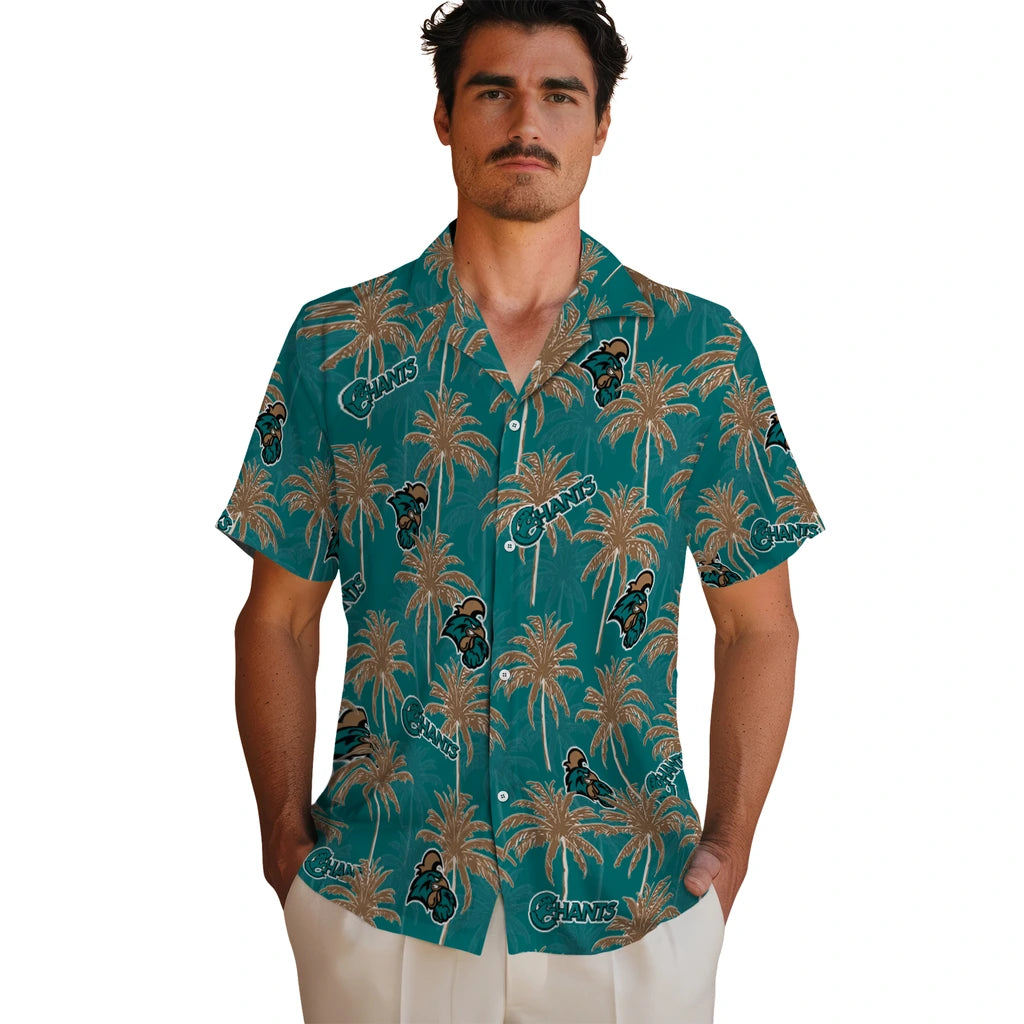 Coastal Carolina Chanticleers Hawaiian Shirt - Palm Tree Motif | Moonbestprint