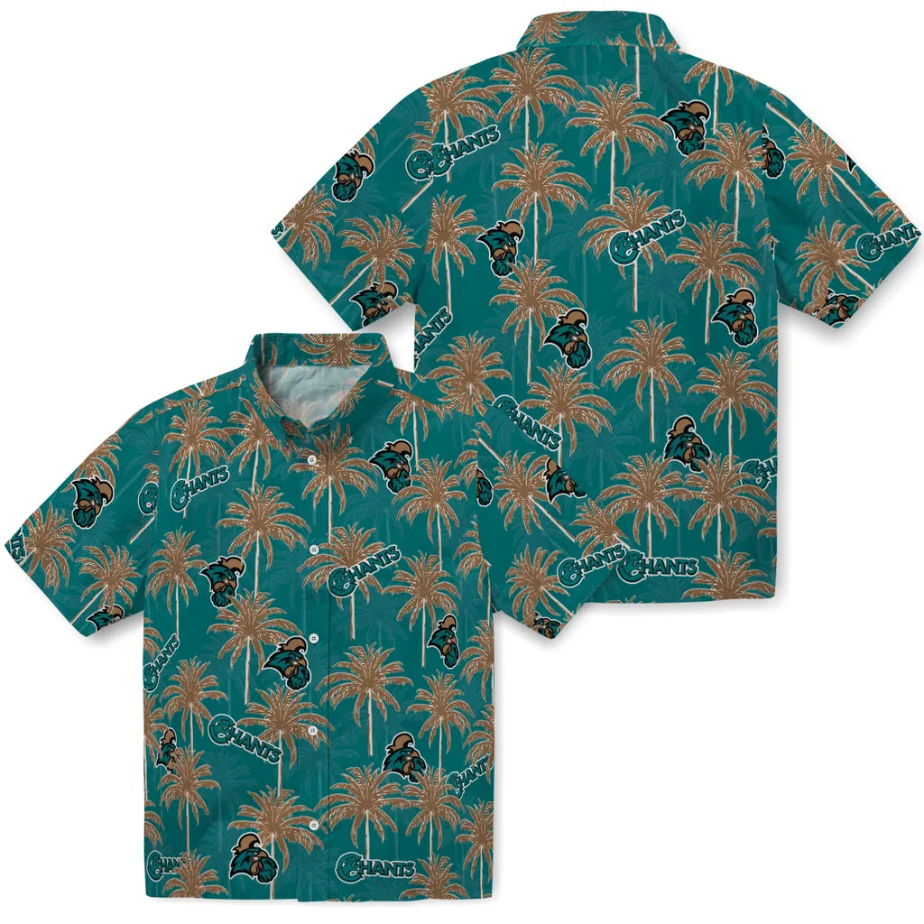 Coastal Carolina Chanticleers Hawaiian Shirt - Palm Tree Motif | Moonbestprint