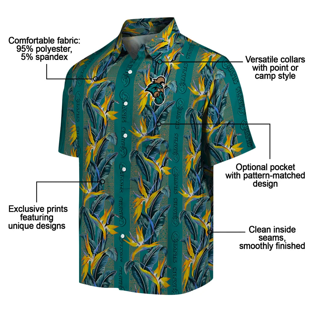 Coastal Carolina Chanticleers Hawaiian Shirt - Paradise Vines | Moonbestprint