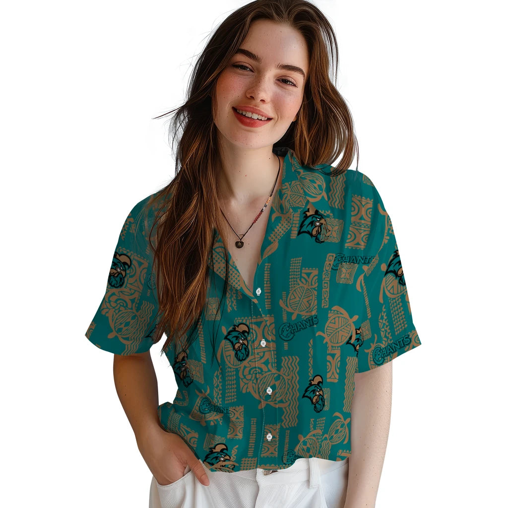 Coastal Carolina Chanticleers Hawaiian Shirt - Turtle Lines | Moonbestprint