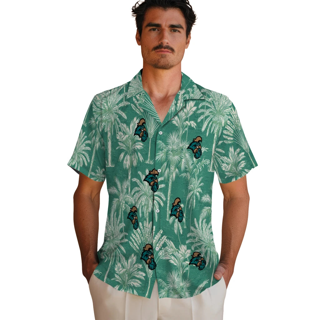 Coastal Carolina Chanticleers Hawaiian Shirt - Vintage Palm Tree | Moonbestprint
