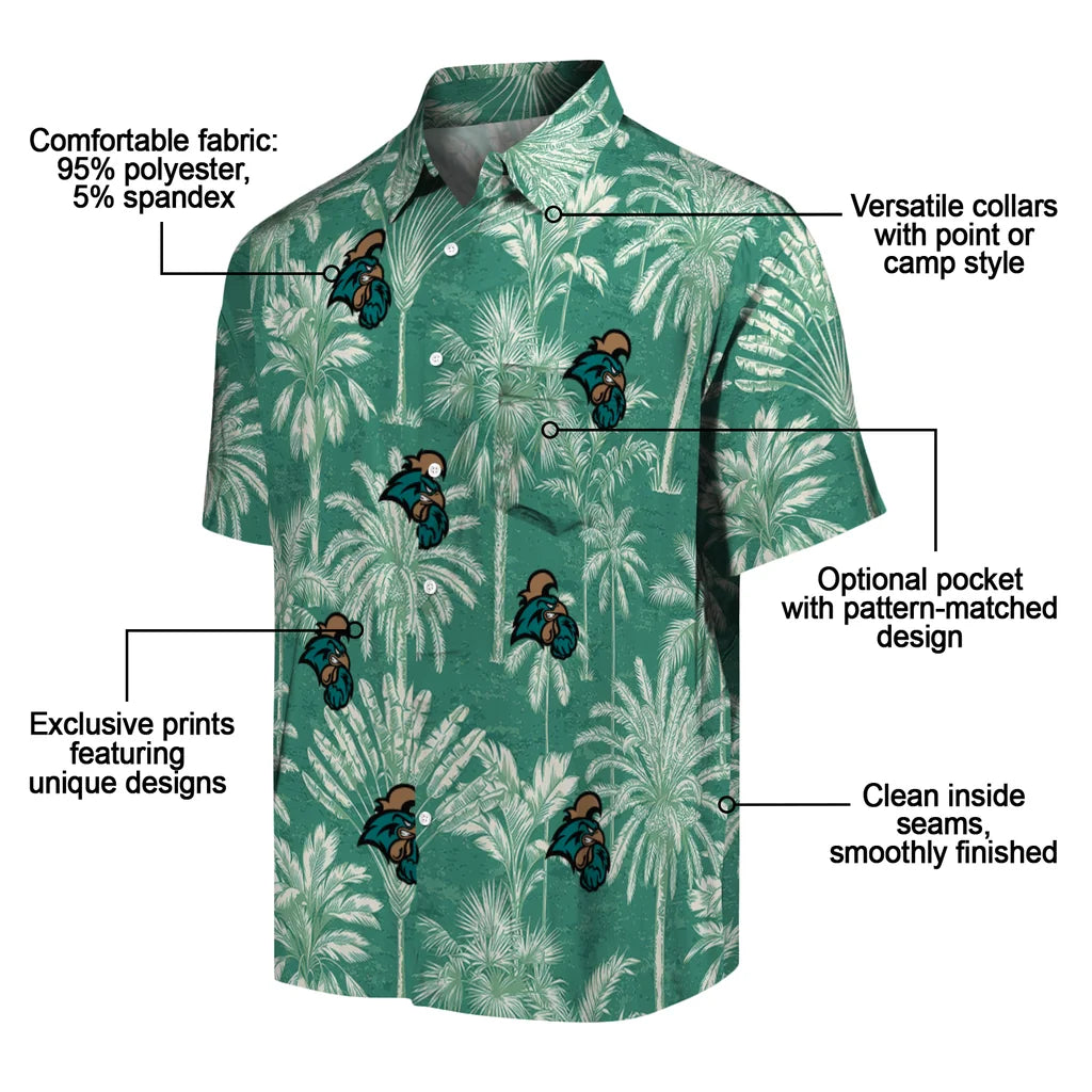 Coastal Carolina Chanticleers Hawaiian Shirt - Vintage Palm Tree | Moonbestprint
