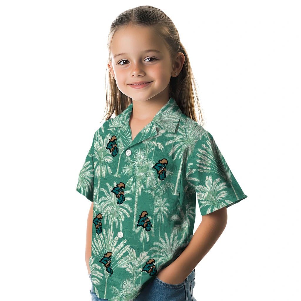 Coastal Carolina Chanticleers Hawaiian Shirt - Vintage Palm Tree | Moonbestprint