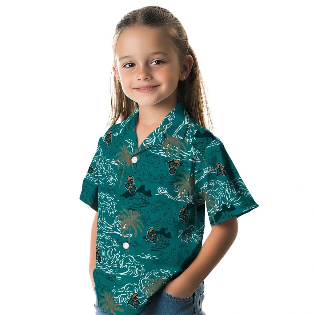 Coastal Carolina Chanticleers Hawaiian Shirt - Wave Palm | Moonbestprint