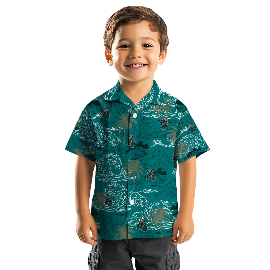 Coastal Carolina Chanticleers Hawaiian Shirt - Wave Palm | Moonbestprint