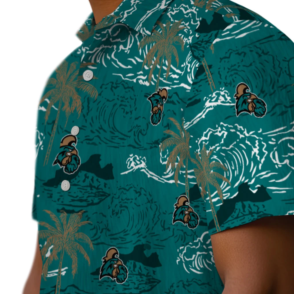 Coastal Carolina Chanticleers Hawaiian Shirt - Wave Palm | Moonbestprint