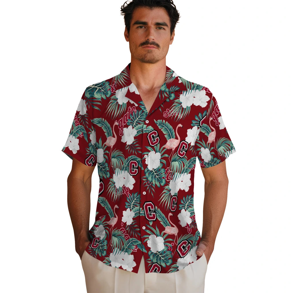 Colgate Raiders Hawaiian Shirt - Flamingo and Hibiscus | Moonbestprint