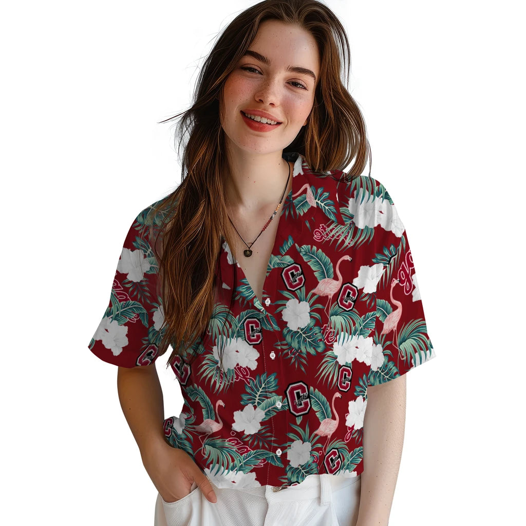 Colgate Raiders Hawaiian Shirt - Flamingo and Hibiscus | Moonbestprint