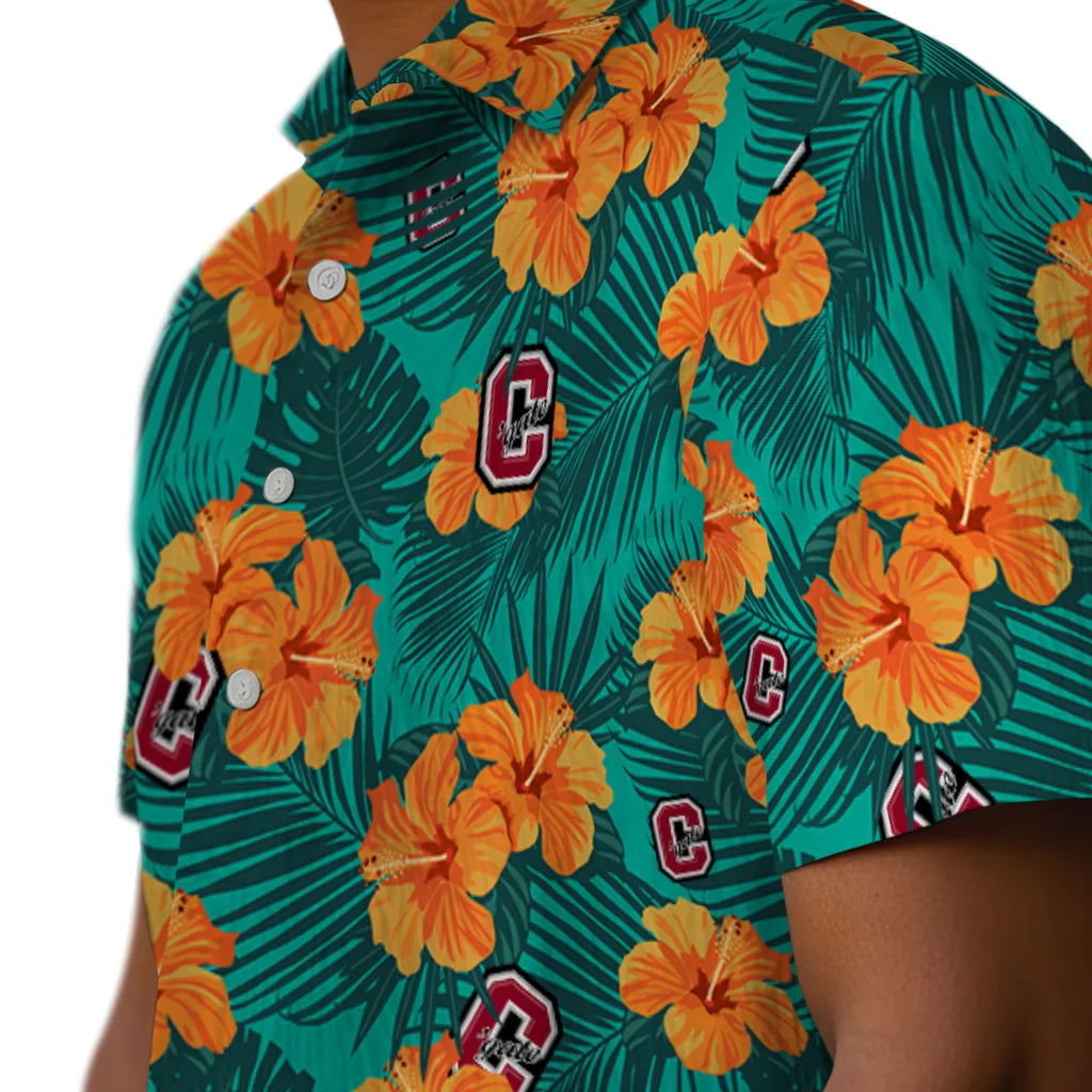 Colgate Raiders Hawaiian Shirt - Hibiscus and Palm Leaves | Moonbestprint