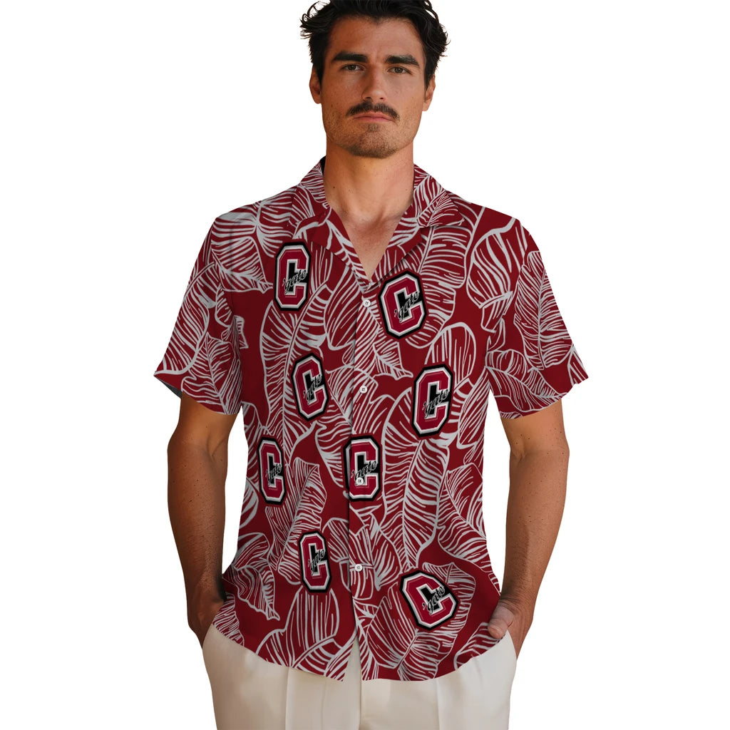 Colgate Raiders Hawaiian Shirt - Leaf Outline | Moonbestprint