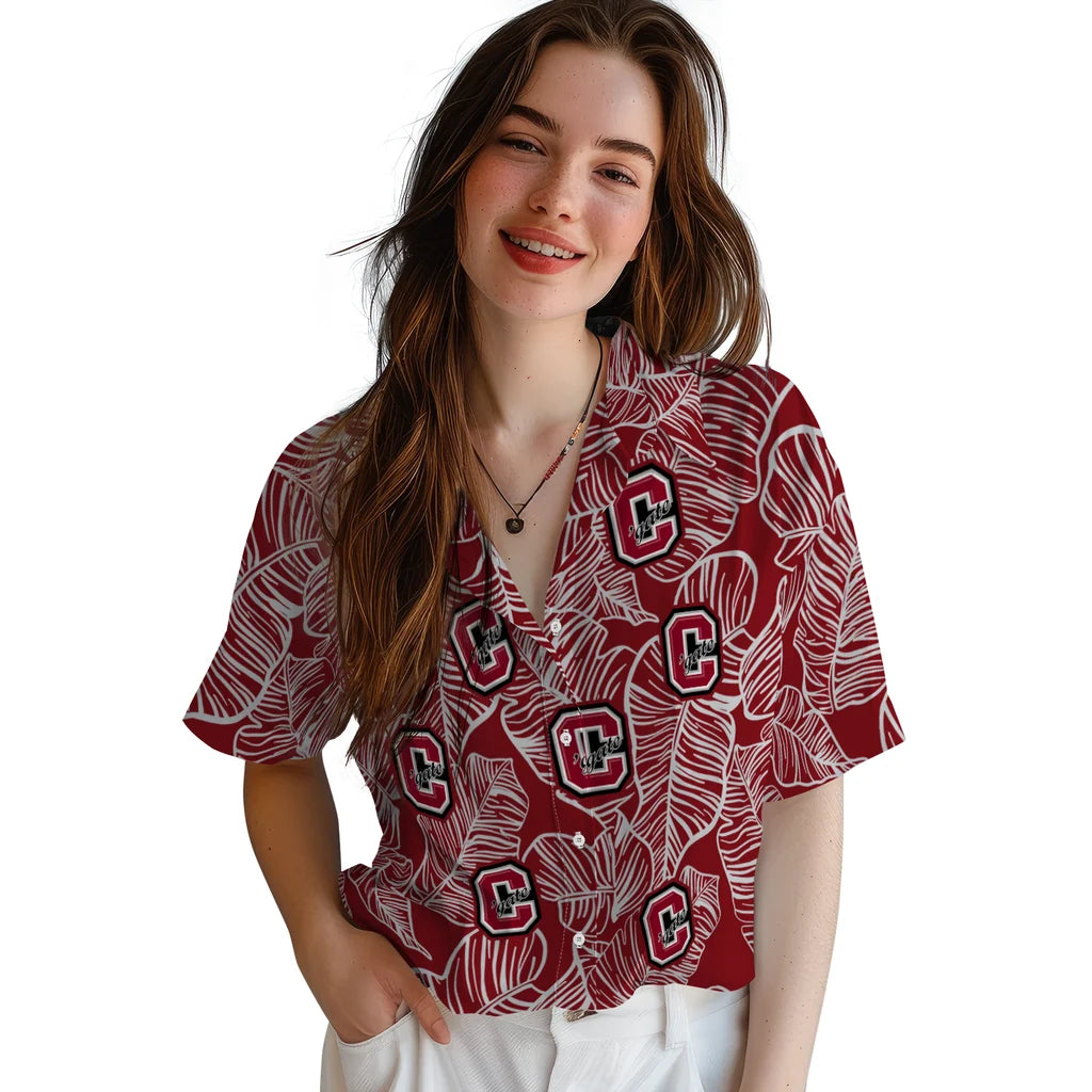 Colgate Raiders Hawaiian Shirt - Leaf Outline | Moonbestprint