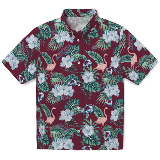 Colorado Avalanche Hawaiian Shirt - Flamingo and Hibiscus | Moonbestprint
