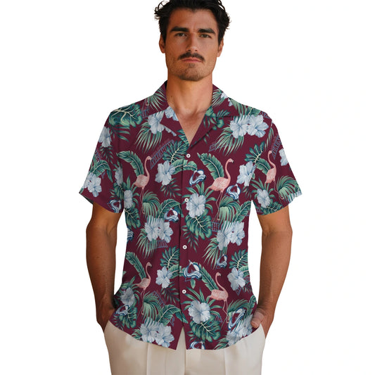 Colorado Avalanche Hawaiian Shirt - Flamingo and Hibiscus | Moonbestprint