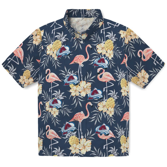 Colorado Avalanche Hawaiian Shirt - Flamingo Hibiscus | Moonbestprint