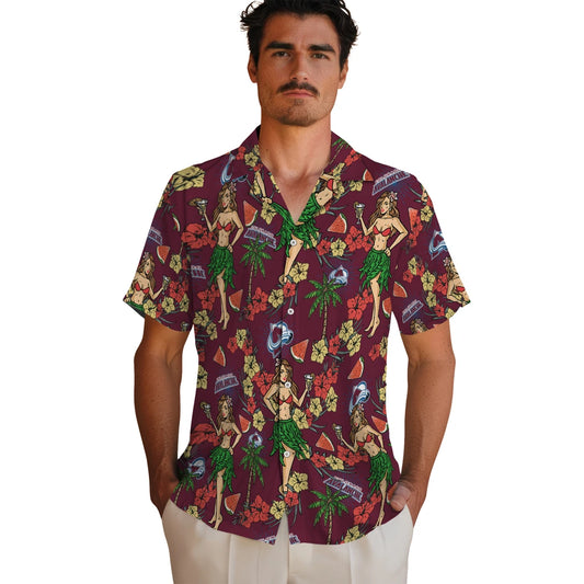 Colorado Avalanche Hawaiian Shirt - Hawaiian Girls Design | Moonbestprint