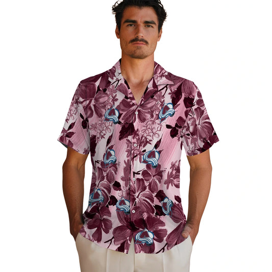 Colorado Avalanche Hawaiian Shirt - Hibiscus Arrangement | Moonbestprint