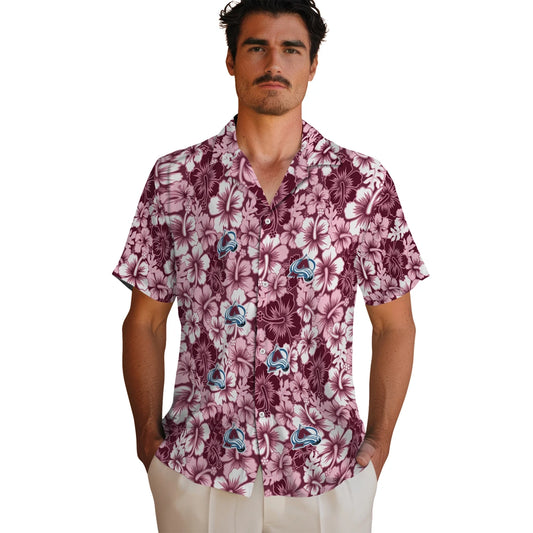 Colorado Avalanche Hawaiian Shirt - Hibiscus Blooms | Moonbestprint