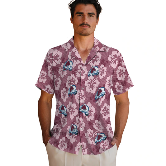 Colorado Avalanche Hawaiian Shirt - Hibiscus Cluster | Moonbestprint
