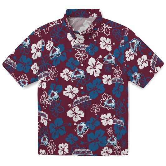 Colorado Avalanche Hawaiian Shirt - Hibiscus Flower Design | Moonbestprint