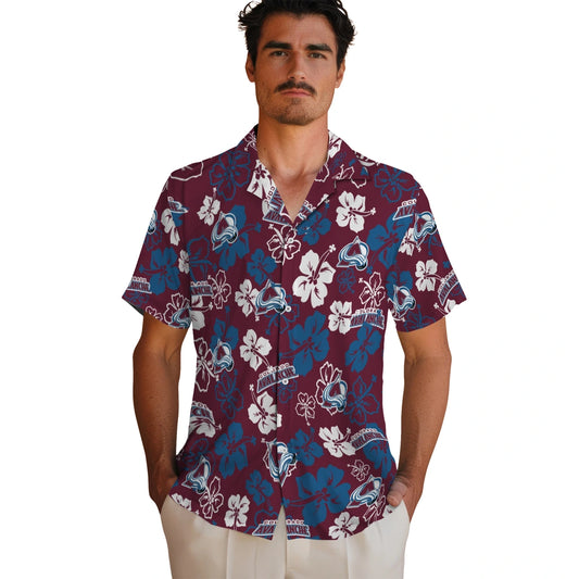Colorado Avalanche Hawaiian Shirt - Hibiscus Flower Design | Moonbestprint