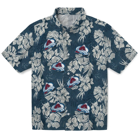 Colorado Avalanche Hawaiian Shirt - Hibiscus Flowers | Moonbestprint