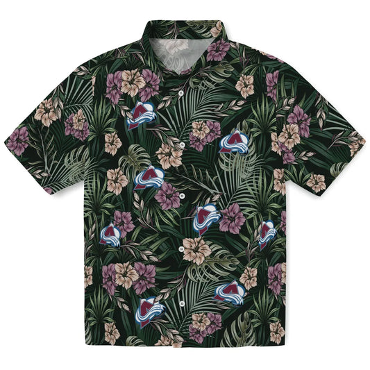 Colorado Avalanche Hawaiian Shirt - Hibiscus Leaves Pattern | Moonbestprint